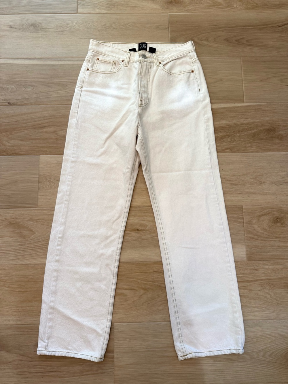 BDG Urban Outfitters Cowboy Jeans 29 Off White Straight Leg High Rise Denim - Picture 2 of 12